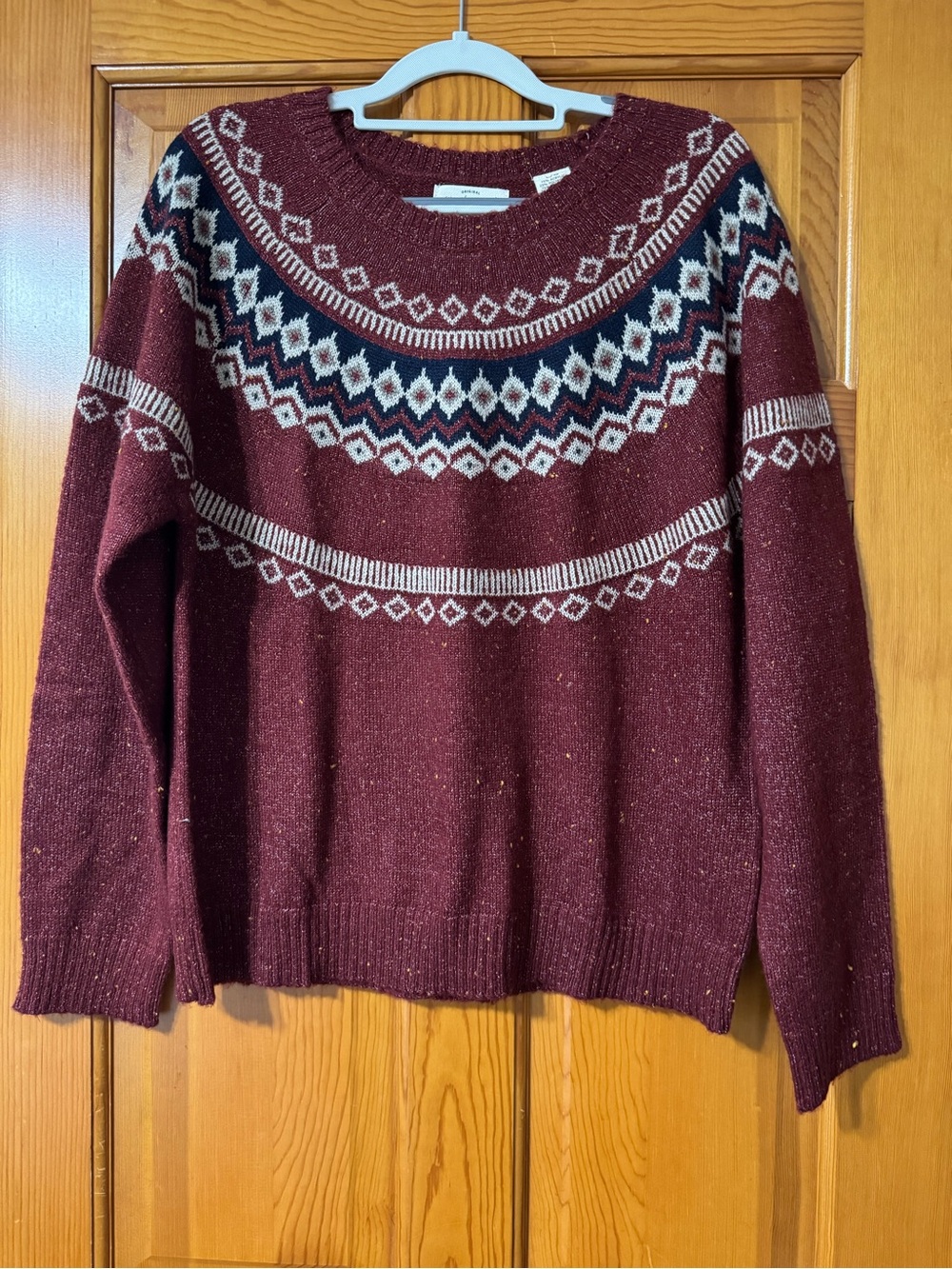 Weatherproof Burgundy Fair Isle Crewneck Sweater